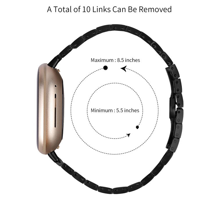 For Fitbit Versa 4 / Sense 2 Stainless Steel Watch Strap Wrist Band Replacement - Black