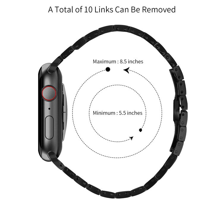 For Apple Watch Series 10 42mm / 9 8 7 41mm / SE (2023) SE (2022) SE 6 5 4 40mm / 3 2 1 38mm Stainless Steel Strap - Black+Silver