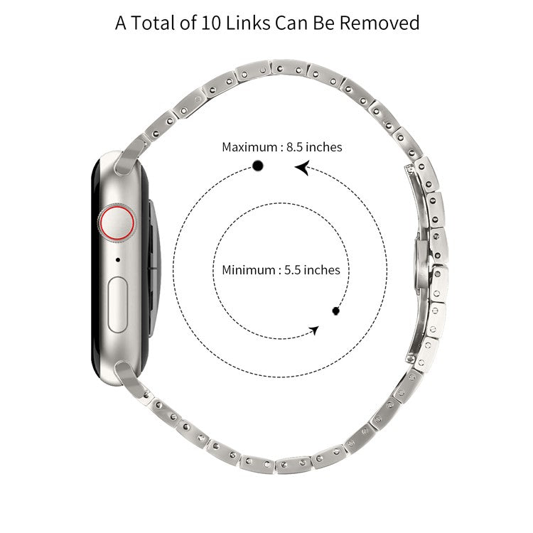 For Apple Watch Series 10 42mm / 9 8 7 41mm / SE (2023) SE (2022) SE 6 5 4 40mm / 3 2 1 38mm Stainless Steel Strap - Titanium