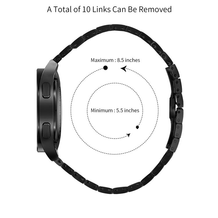 For Samsung Galaxy Watch FE 40mm / Watch4 40mm / 44mm Stainless Steel Watch Strap Line Design Wrist Band - Black+Silver