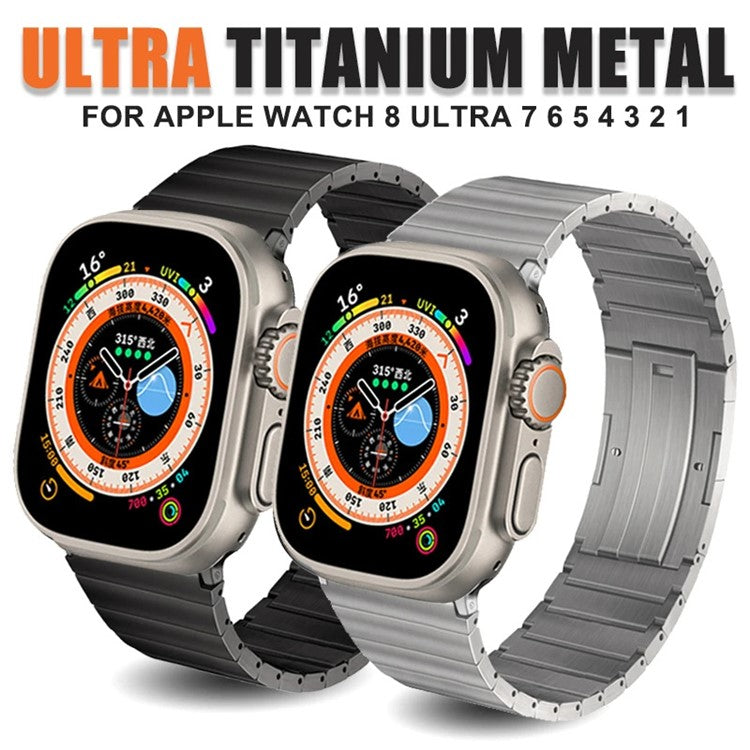 For Apple Watch 10 46mm / Ultra 2 / Ultra 49mm / 9 8 7 45mm / SE (2023) SE (2022) SE 6 5 4 44mm / 3 2 1 42mm Titanium Alloy Metal Strap - Black
