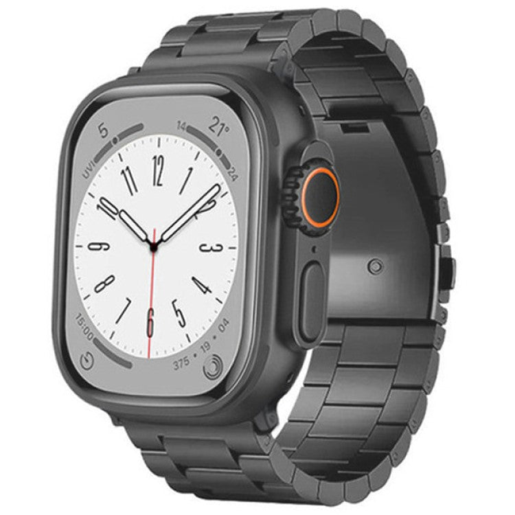 For Apple Watch Series 10 42mm / 9 8 7 41mm / SE (2023) SE (2022) SE 6 5 4 40mm / 3 2 1 38mm Watch Band 3-Bead Titanium Alloy Strap - Grey