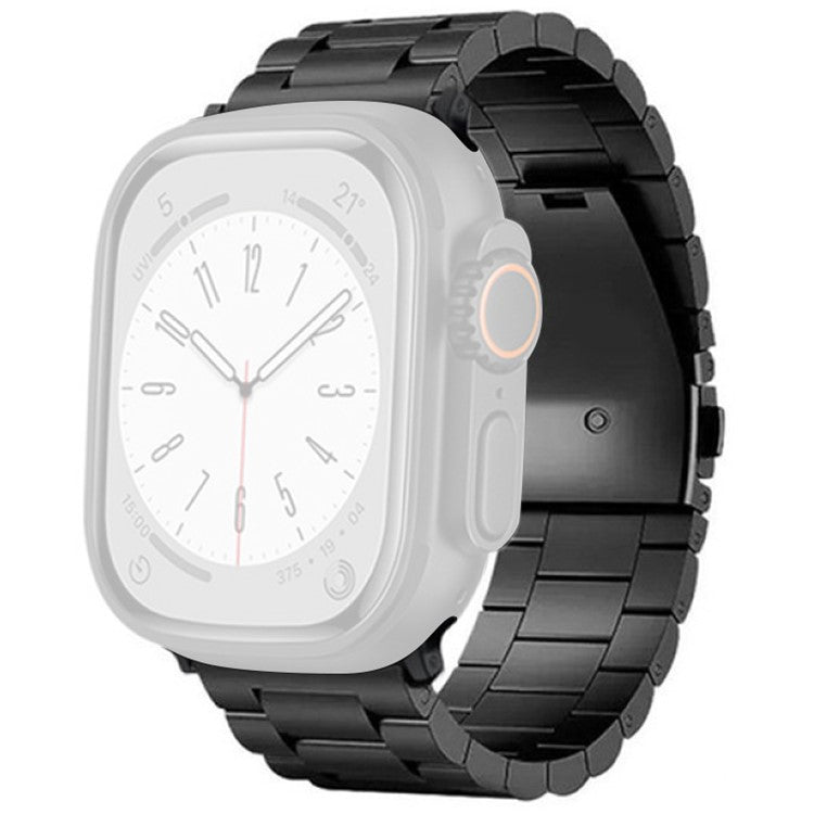 For Apple Watch Series 10 42mm / 9 8 7 41mm / SE (2023) SE (2022) SE 6 5 4 40mm / 3 2 1 38mm Watch Band 3-Bead Titanium Alloy Strap - Black