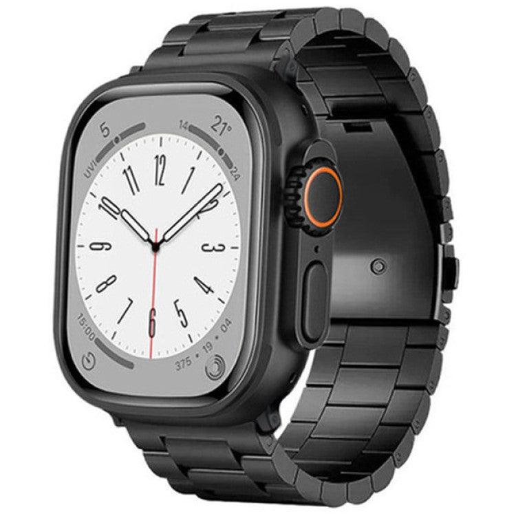 For Apple Watch Series 10 42mm / 9 8 7 41mm / SE (2023) SE (2022) SE 6 5 4 40mm / 3 2 1 38mm Watch Band 3-Bead Titanium Alloy Strap - Black