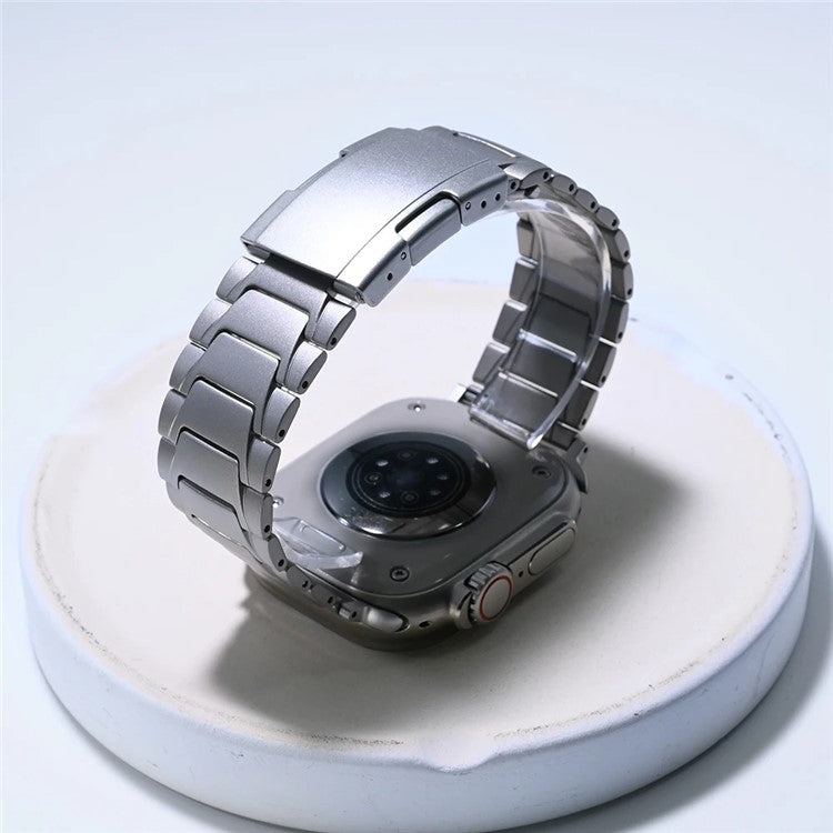 For Apple Watch Series 10 42mm / 9 8 7 41mm / SE (2023) SE (2022) SE 6 5 4 40mm / 3 2 1 38mm Titanium Alloy Watch Band Turtleback Clasp - Black