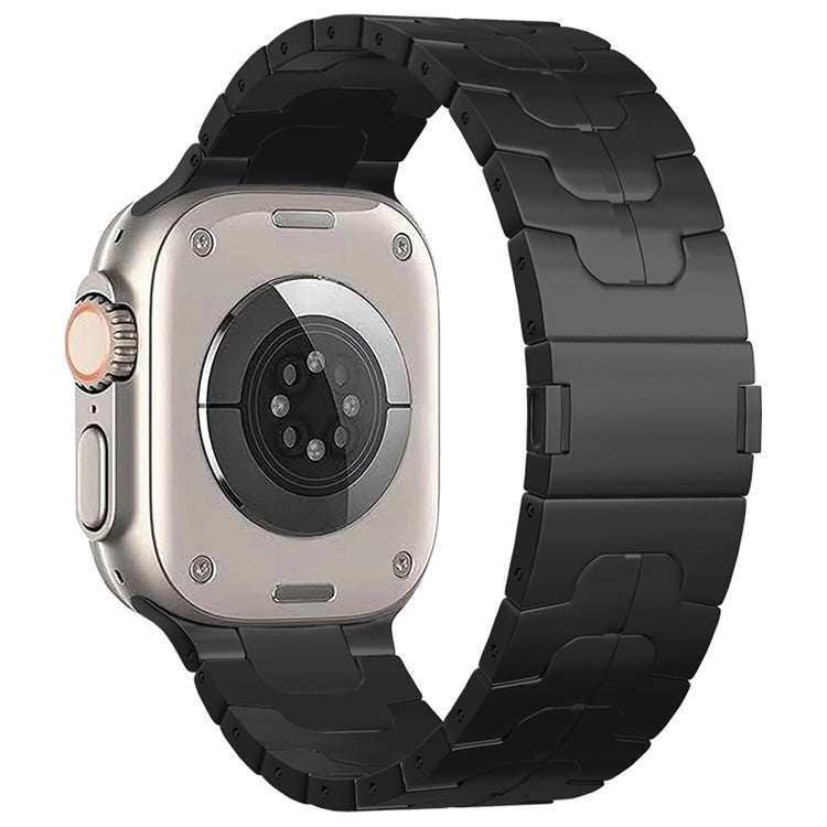 For Apple Watch Series 10 42mm / 9 8 7 41mm / SE (2023) SE (2022) SE 6 5 4 40mm / 3 2 1 38mm Magnetic Buckle Titanium Alloy Band - Black