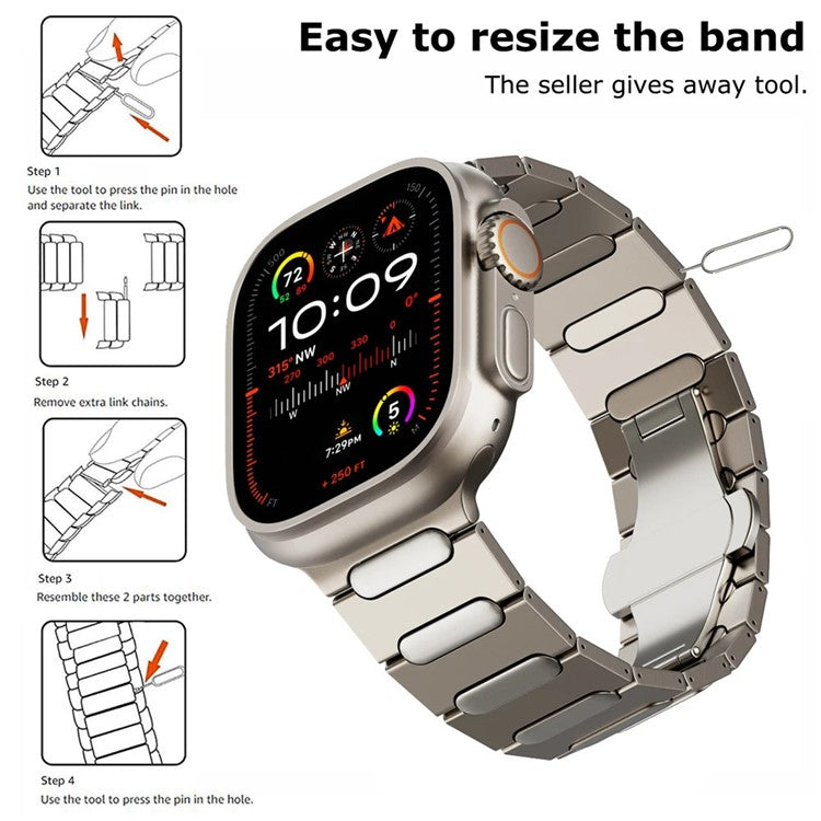 For Apple Watch 10 46mm / Ultra 2 / Ultra 49mm / 9 8 7 45mm / SE (2023) SE (2022) SE 6 5 4 44mm / 3 2 1 42mm Titanium Alloy Wristband - Black