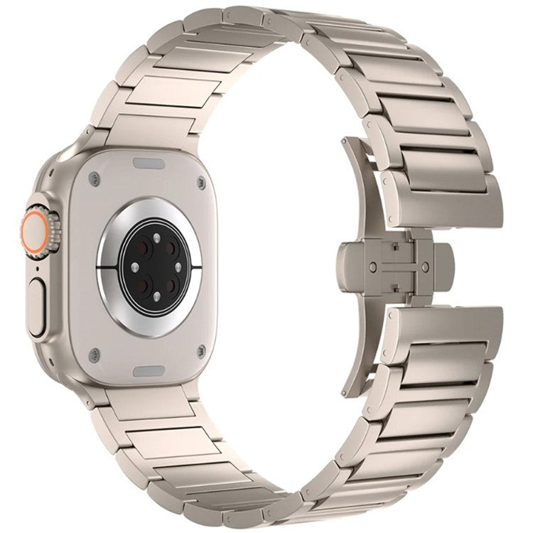 For Apple Watch 10 46mm / Ultra 2 / Ultra 49mm / 9 8 7 45mm / SE (2023) SE (2022) SE 6 5 4 44mm / 3 2 1 42mm Metal Butterfly Buckle Watch Band - Titanium