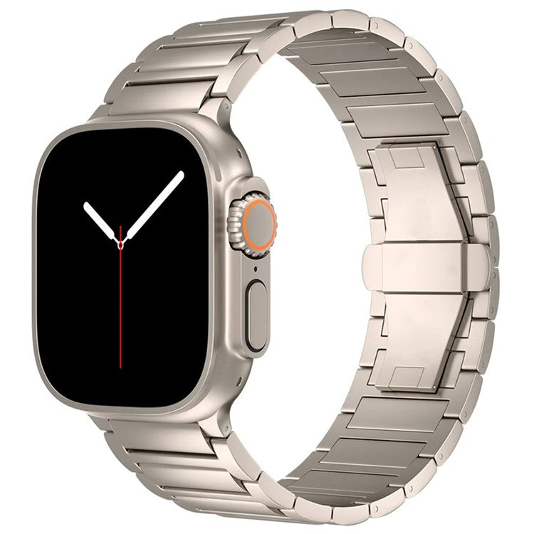 For Apple Watch 10 46mm / Ultra 2 / Ultra 49mm / 9 8 7 45mm / SE (2023) SE (2022) SE 6 5 4 44mm / 3 2 1 42mm Metal Butterfly Buckle Watch Band - Titanium