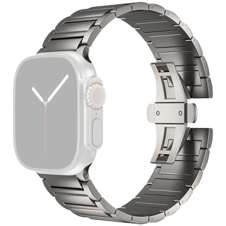 For Apple Watch 10 46mm / Ultra 2 / Ultra 49mm / 9 8 7 45mm / SE (2023) SE (2022) SE 6 5 4 44mm / 3 2 1 42mm Metal Butterfly Buckle Watch Band - Grey