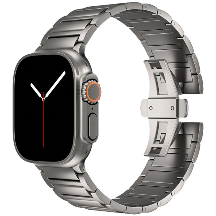 For Apple Watch 10 46mm / Ultra 2 / Ultra 49mm / 9 8 7 45mm / SE (2023) SE (2022) SE 6 5 4 44mm / 3 2 1 42mm Metal Butterfly Buckle Watch Band - Grey