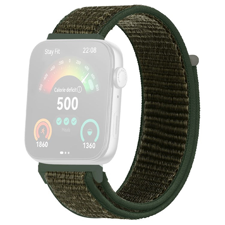 For Huawei Watch Fit 3 Band Breathable Braided Nylon Sport Adjustable Watch Strap - Army Green
