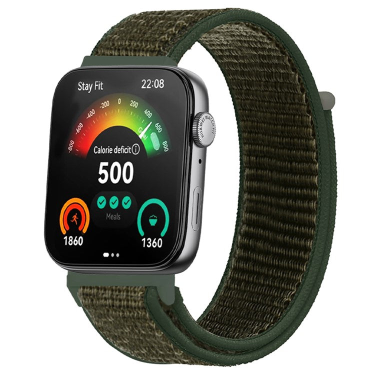 For Huawei Watch Fit 3 Band Breathable Braided Nylon Sport Adjustable Watch Strap - Army Green