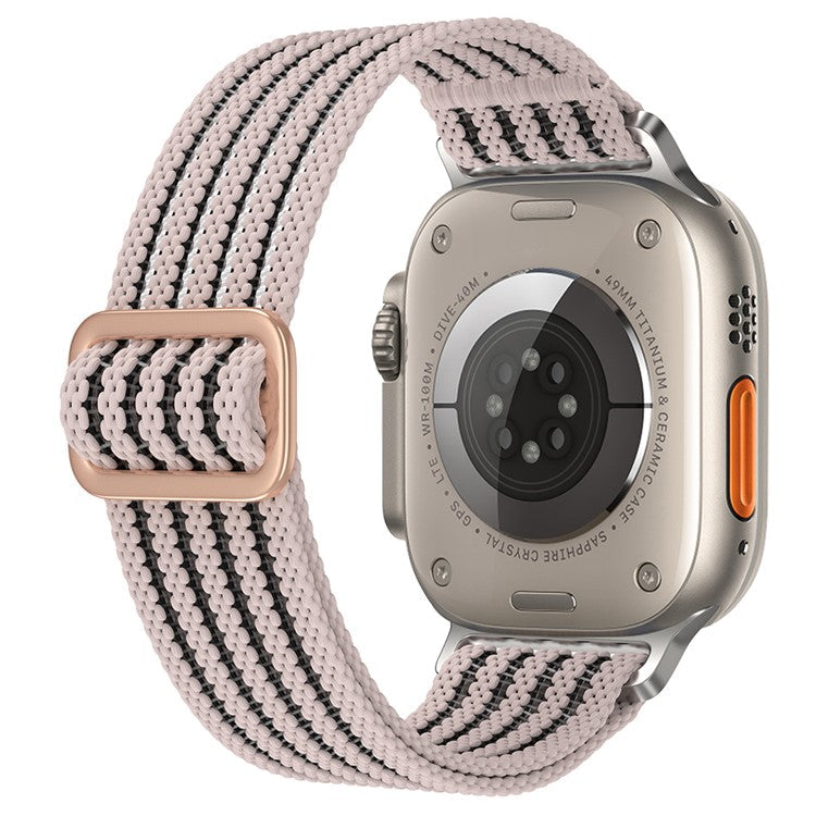 For Apple Watch Series 10 42mm / 9 8 7 41mm / SE (2023) SE (2022) SE 6 5 4 40mm / 3 2 1 38mm Woven Nylon Watch Strap Breathable Band - Pink