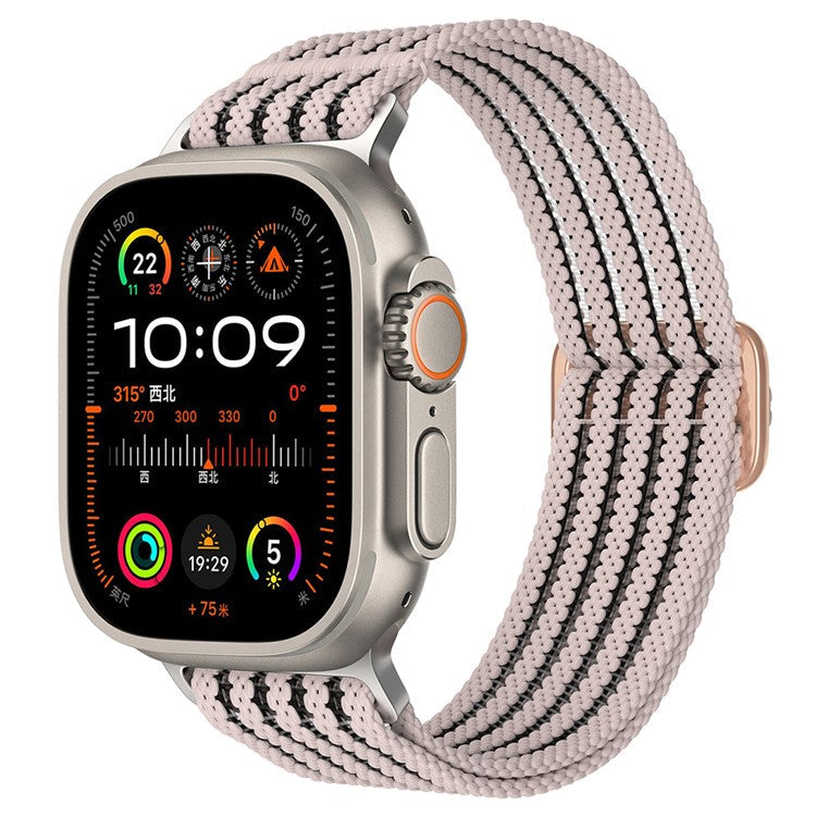 For Apple Watch Series 10 42mm / 9 8 7 41mm / SE (2023) SE (2022) SE 6 5 4 40mm / 3 2 1 38mm Woven Nylon Watch Strap Breathable Band - Pink