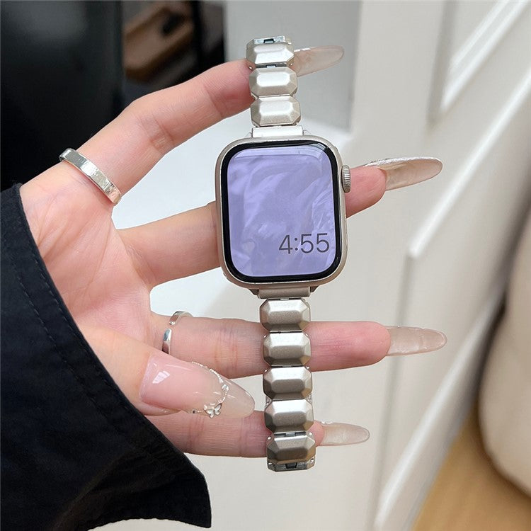 For Apple Watch Series 10 42mm / 9 8 7 41mm / SE (2023) SE (2022) SE 6 5 4 40mm / 3 2 1 38mm Watch Strap Zinc Alloy Band - Starlight