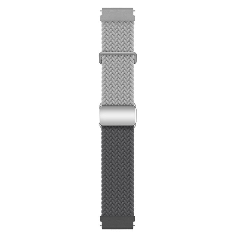 Universal 22mm Woven Watch Strap Silver Magnetic Buckle Replacement Wrist Band - Light Grey+Space Grey