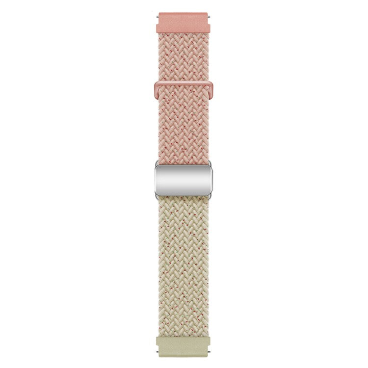 Universal 22mm Woven Watch Strap Silver Magnetic Buckle Replacement Wrist Band - Confetti Pink+Starlight