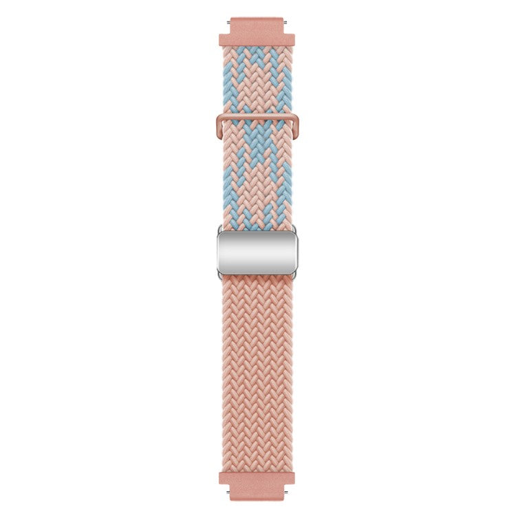For Huawei Watch GT 4 41mm Universal 18mm Watch Strap Woven Wrist Band with Silver Magnetic Buckle - Blue+Pink+Pink