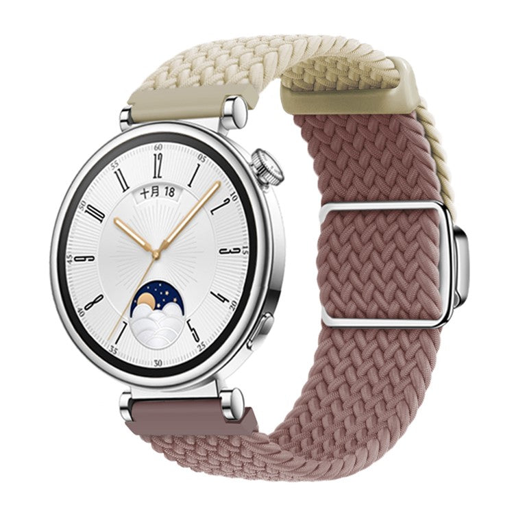 For Huawei Watch GT 4 41mm Universal 18mm Watch Strap Woven Wrist Band with Silver Magnetic Buckle - Starlight+Smoky Purple