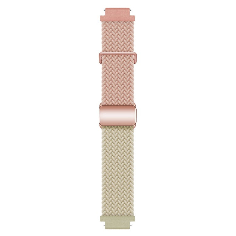 18mm Universal Smartwatch Strap Magnetic Buckle Design Woven Band - Pink+Starlight / Rose Gold Buckle
