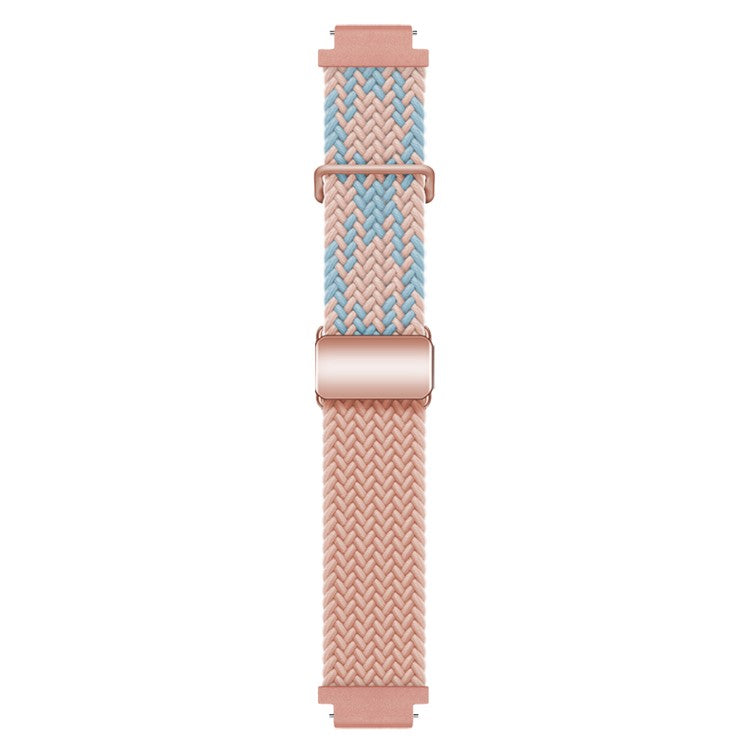 18mm Universal Smartwatch Strap Magnetic Buckle Design Woven Band - Blue+Pink+Pink / Rose Gold Buckle