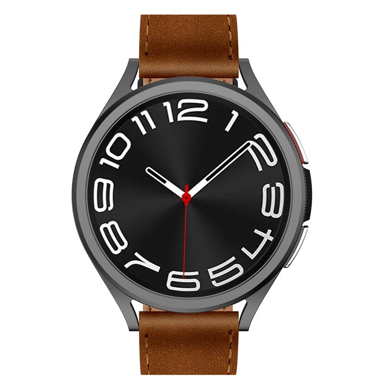 22mm Universal Smart Watch Replacement Strap Top Layer Cowhide Adjustable Wrist Band - Dark Brown