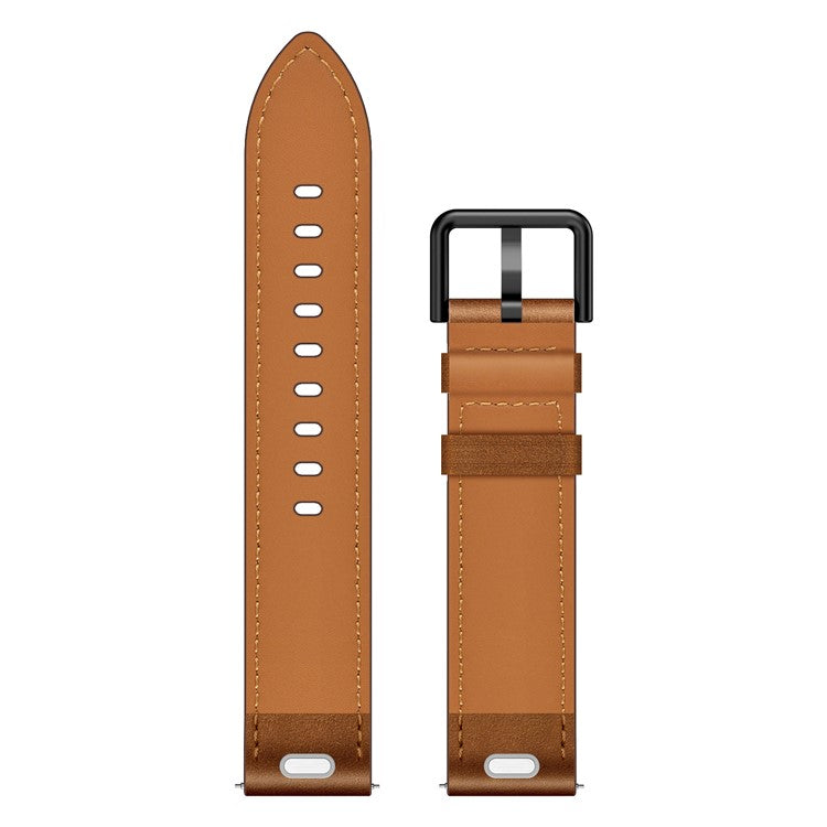 22mm Universal Smart Watch Replacement Strap Top Layer Cowhide Adjustable Wrist Band - Dark Brown