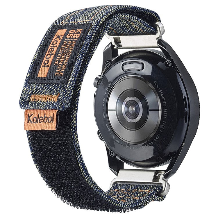 KALEBOL For Huawei Watch GT 3 42mm/GT 3 Pro 43mm Universal 20mm Replacement Smartwatch Strap Magic Tape Design Denim Wrist Band - Sapphire
