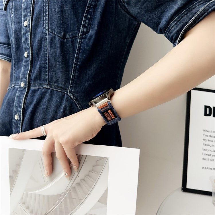 KALEBOL For Huawei Watch GT 3 42mm/GT 3 Pro 43mm Universal 20mm Replacement Smartwatch Strap Magic Tape Design Denim Wrist Band - Sapphire