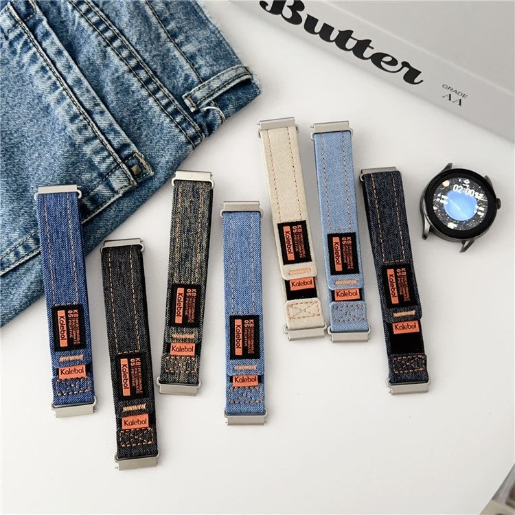 KALEBOL For Huawei Watch GT 3 42mm/GT 3 Pro 43mm Universal 20mm Replacement Smartwatch Strap Magic Tape Design Denim Wrist Band - Sapphire