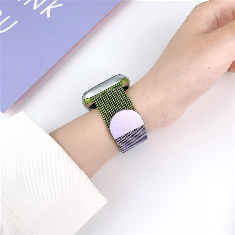 For Apple Watch 10 46mm / Ultra 2 / Ultra 49mm / 9 8 7 45mm / SE (2023) SE (2022) SE 6 5 4 44mm / 3 2 1 42mm Gradient Milanese Strap - Purple+Green