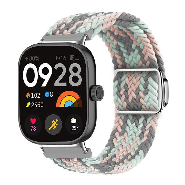 For Xiaomi Smart Band 8 Pro / Redmi Watch 4 Loop Strap Magnetic Buckle Woven Watch Band - Coral