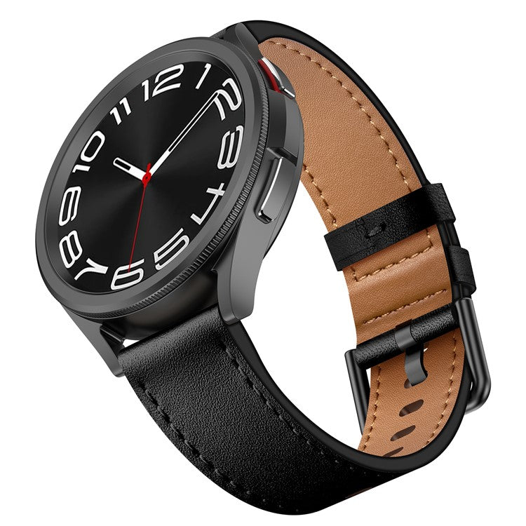 For Huawei Watch GT 3 42mm / GT 3 Pro 43mm Top Layer Cowhide Adjustable Wrist Band 20mm Watch Strap - Black