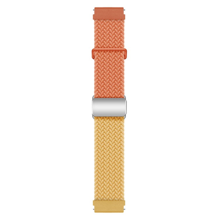 For Huawei Watch GT 3 42mm / GT 3 Pro 43mm Universal 20mm Woven Strap Magnetic Silver Buckle Watch Band - Orange+Yellow