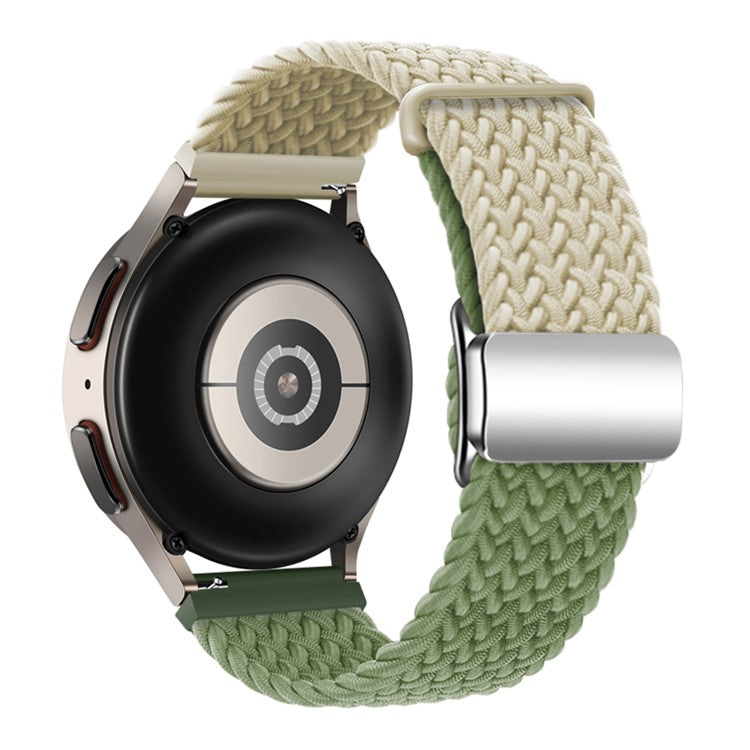For Huawei Watch GT 3 42mm / GT 3 Pro 43mm Universal 20mm Woven Strap Magnetic Silver Buckle Watch Band - Starlight+Green
