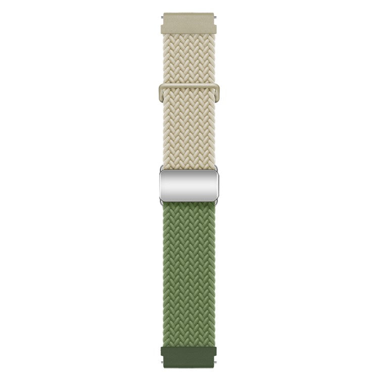 For Huawei Watch GT 3 42mm / GT 3 Pro 43mm Universal 20mm Woven Strap Magnetic Silver Buckle Watch Band - Starlight+Green