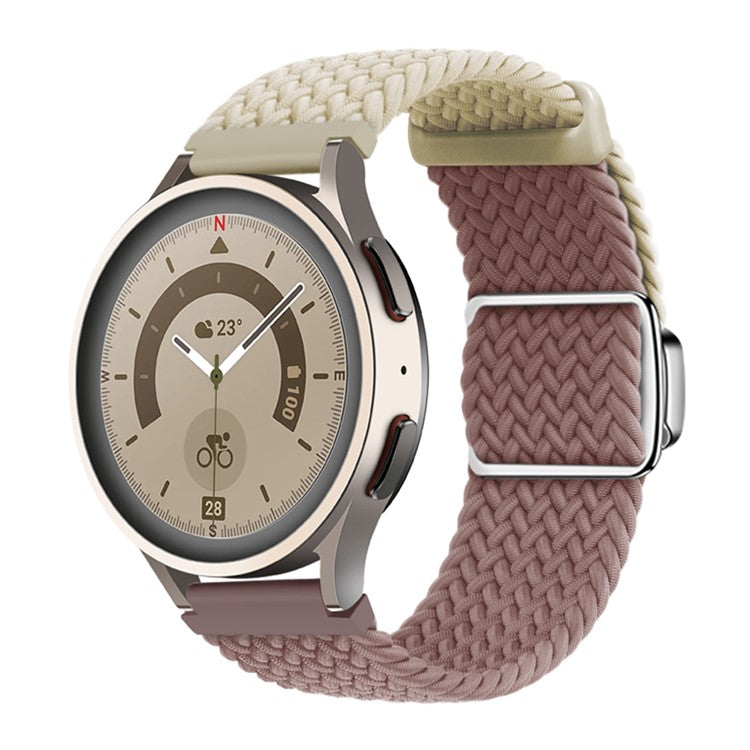 For Huawei Watch GT 3 42mm / GT 3 Pro 43mm Universal 20mm Woven Strap Magnetic Silver Buckle Watch Band - Starlight+Smoky Purple