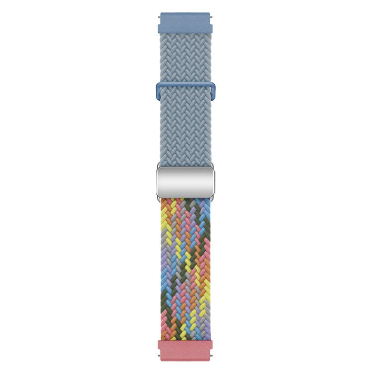 For Huawei Watch GT 3 42mm / GT 3 Pro 43mm Universal 20mm Woven Strap Magnetic Silver Buckle Watch Band - Rock Cyan+Colorful