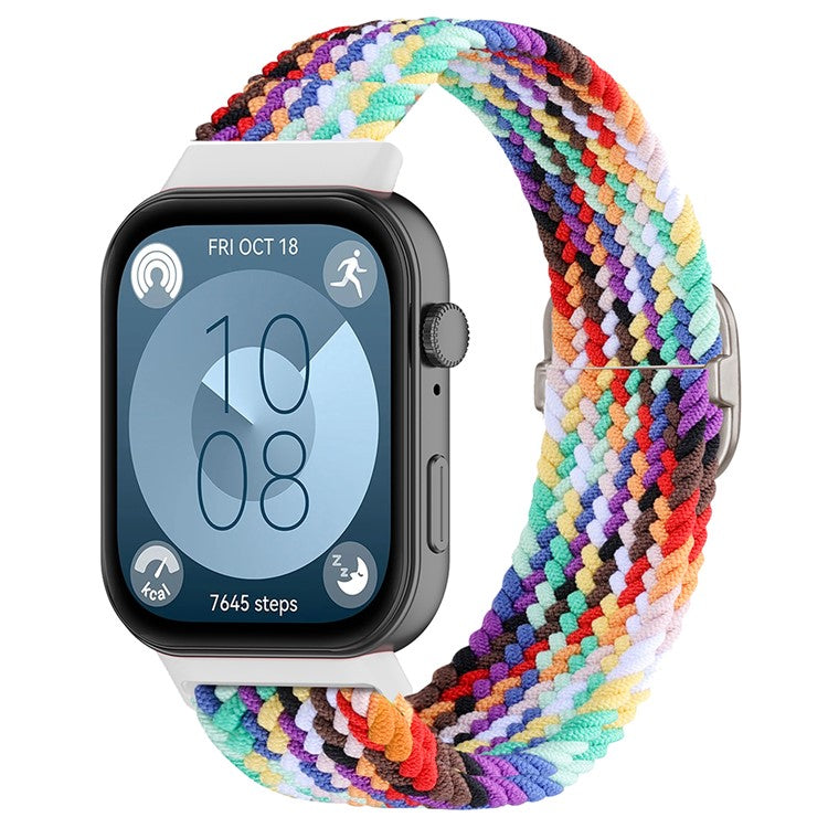 For Huawei Watch Fit 3 Adjustable Nylon Braided Watch Band Woven Style Wrist Strap - Style C