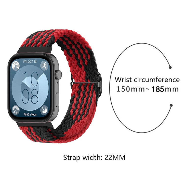For Huawei Watch Fit 3 Adjustable Nylon Braided Watch Band Woven Style Wrist Strap - Style C