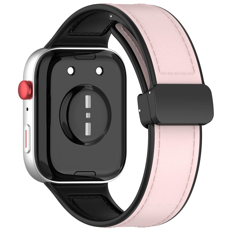 For Huawei Watch Fit 3 Leather Coated Silicone Band Adjustable Watch Strap with Magnetic Buckle - Pink