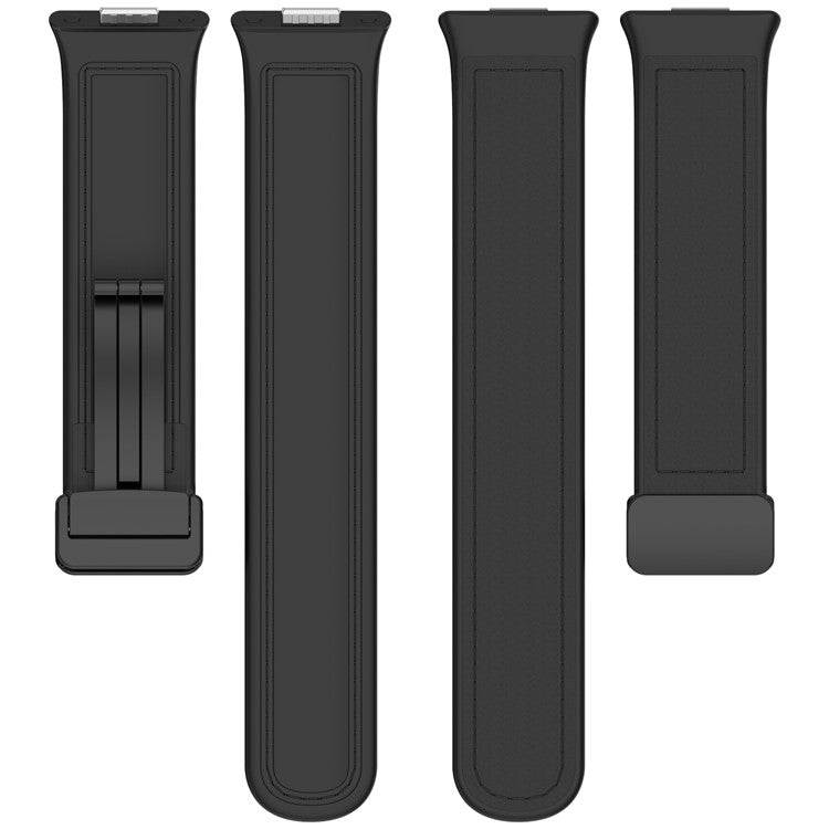 For Huawei Watch Fit 3 Leather Coated Silicone Band Adjustable Watch Strap with Magnetic Buckle - Pink