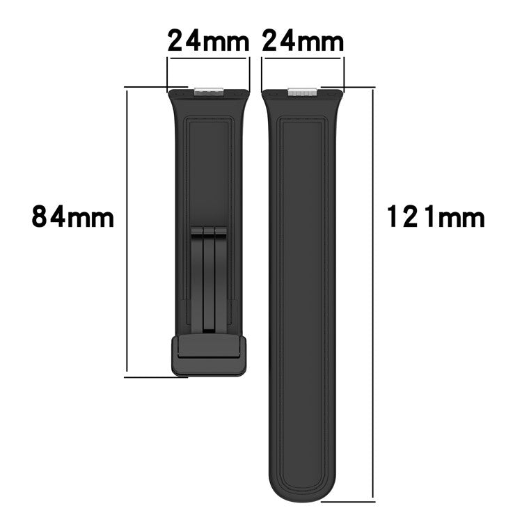 For Huawei Watch Fit 3 Leather Coated Silicone Band Adjustable Watch Strap with Magnetic Buckle - Pink