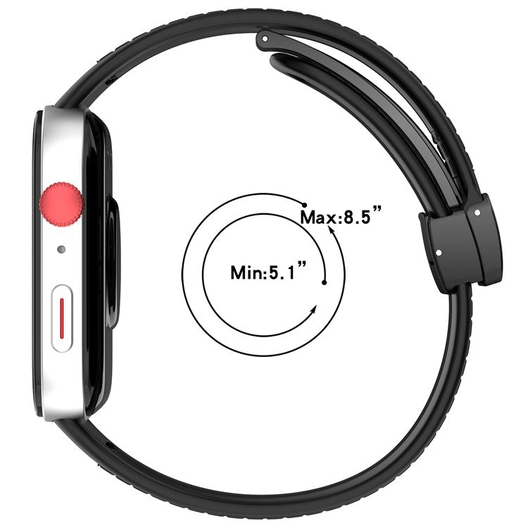 For Huawei Watch Fit 3 Leather Coated Silicone Band Adjustable Watch Strap with Magnetic Buckle - Pink