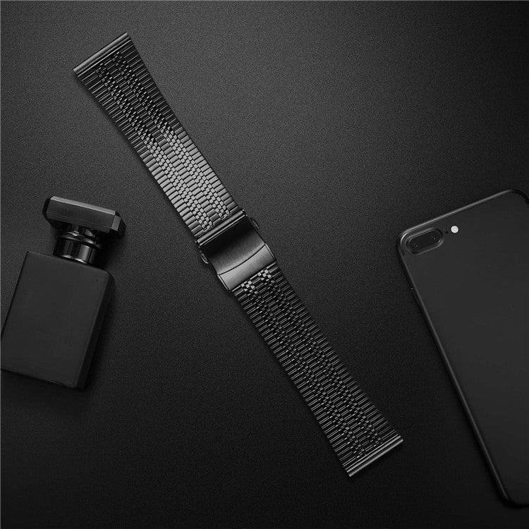 For Garmin Vivomove 3 / GarminMove 3 Stainless Steel 20mm Watch Strap Replacement Wrist Band - Black