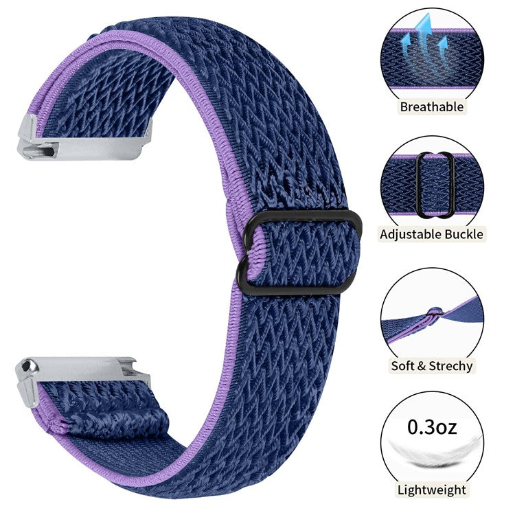 For Garmin Vivomove Style / Garminmove Style 20mm Elastic Watch Strap Replacement Watchband - Purple+Blue
