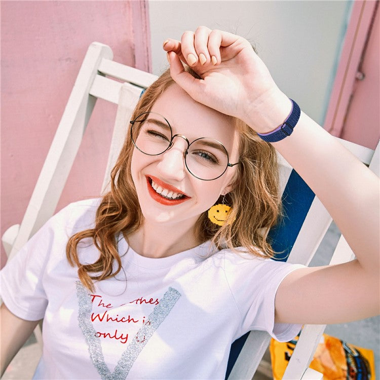 For Garmin Vivomove Style / Garminmove Style 20mm Elastic Watch Strap Replacement Watchband - Purple+Blue