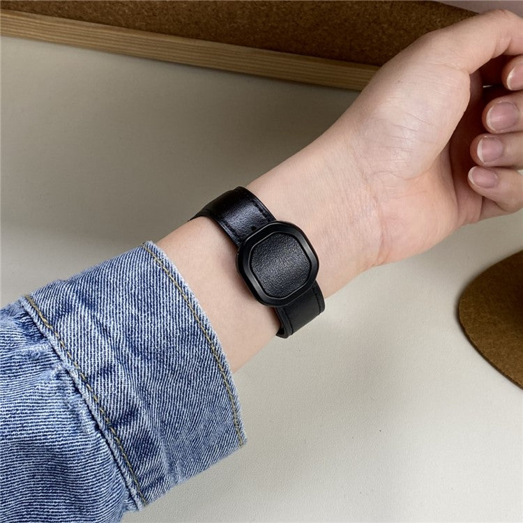 For Huawei Watch 4 Pro / 4 / GT 4 46mm Universal 22mm Magnetic Buckle Genuine Cow Leather Watch Strap - Black