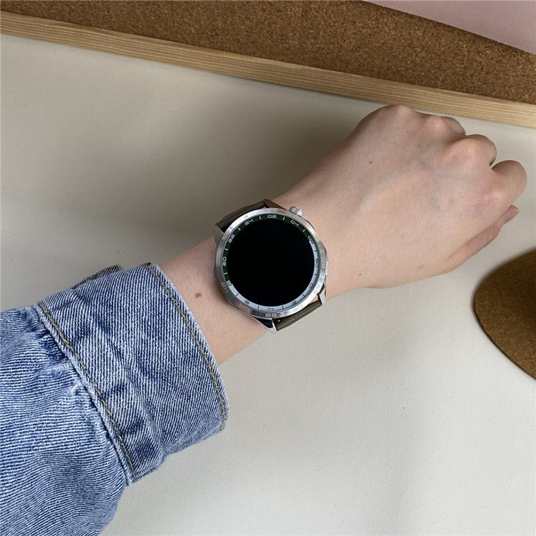 For Huawei / Samsung / Garmin Watch Band 20mm Magnetic Genuine Cow Leather Wrist Strap - Dark Brown